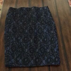 Express Blue w Black Lace Pencil Skirt